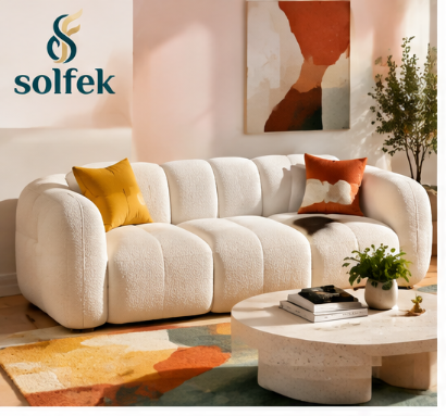 SOLFEK Ivory Cloud Curved Sofa