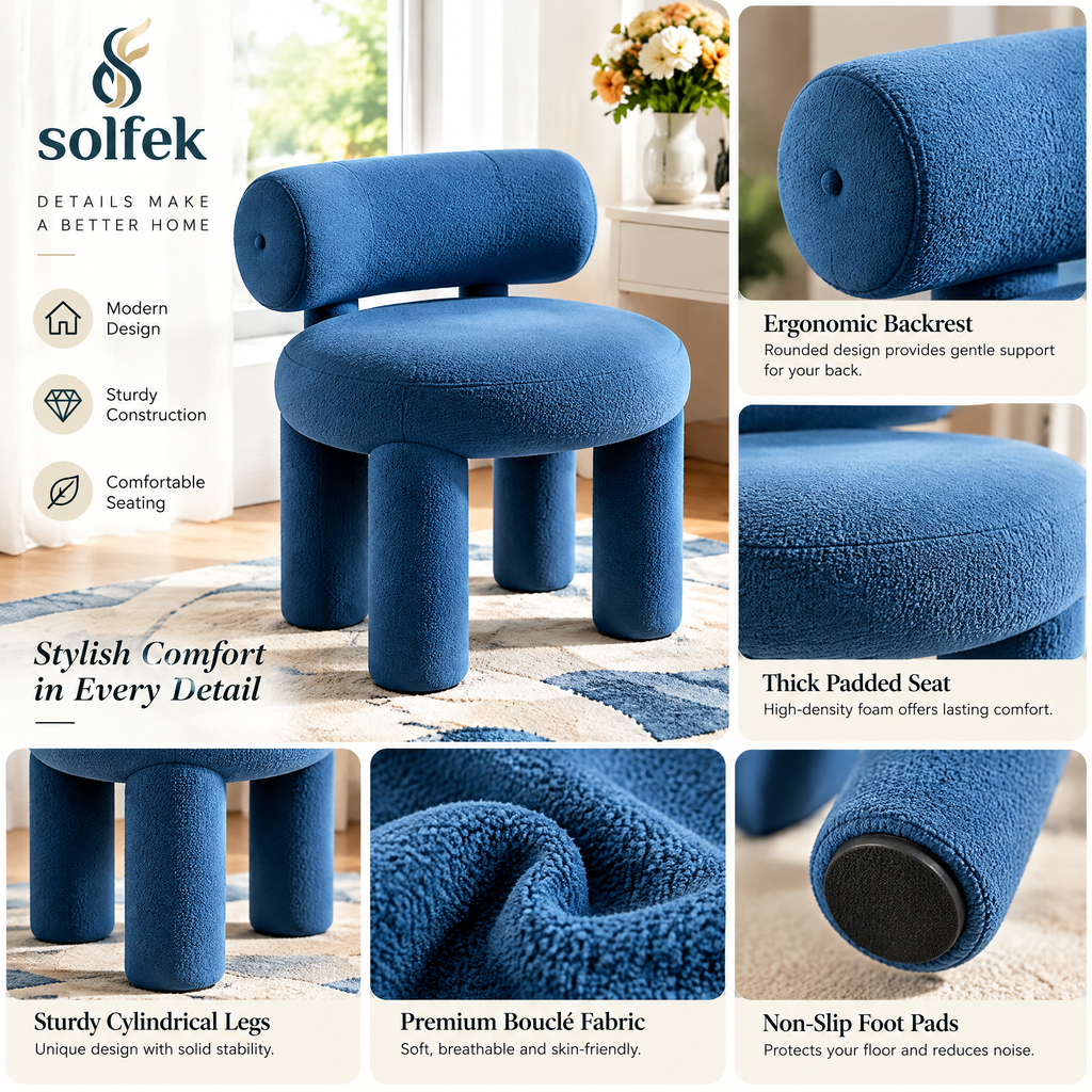 SOLFEK Cobalt Blue Rounded Accent Chair — view 4