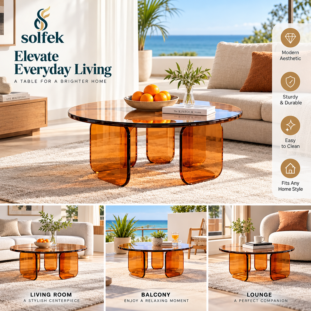 SOLFEK Amber Glass Sculptural Coffee Table — view 2