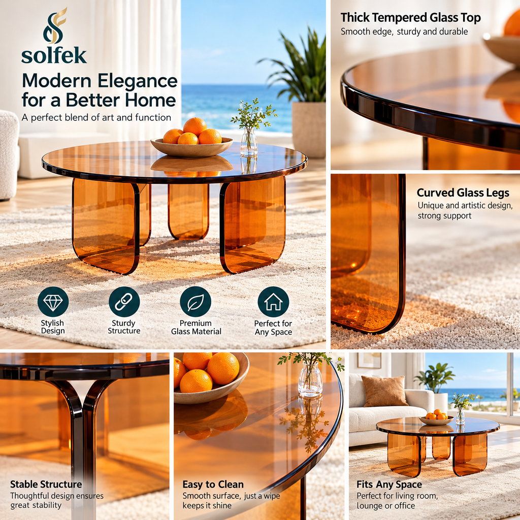 SOLFEK Amber Glass Sculptural Coffee Table — view 4