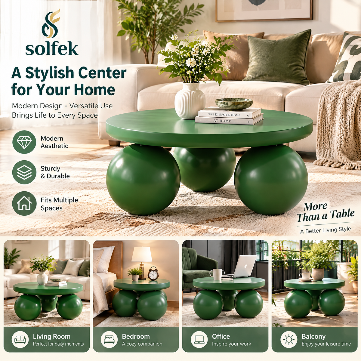 SOLFEK Green Orb Base Coffee Table — view 2