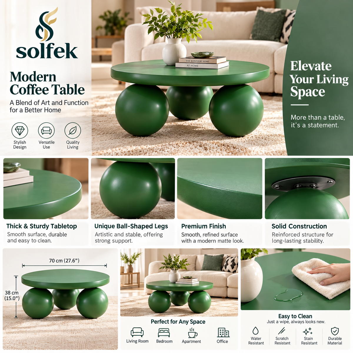 SOLFEK Green Orb Base Coffee Table — view 3