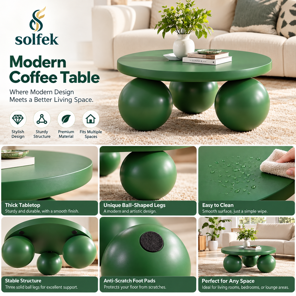 SOLFEK Green Orb Base Coffee Table — view 4