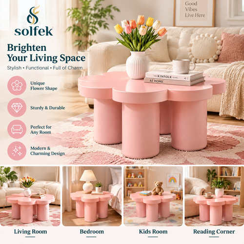 SOLFEK Blush Pink Flower Coffee Table — view 2