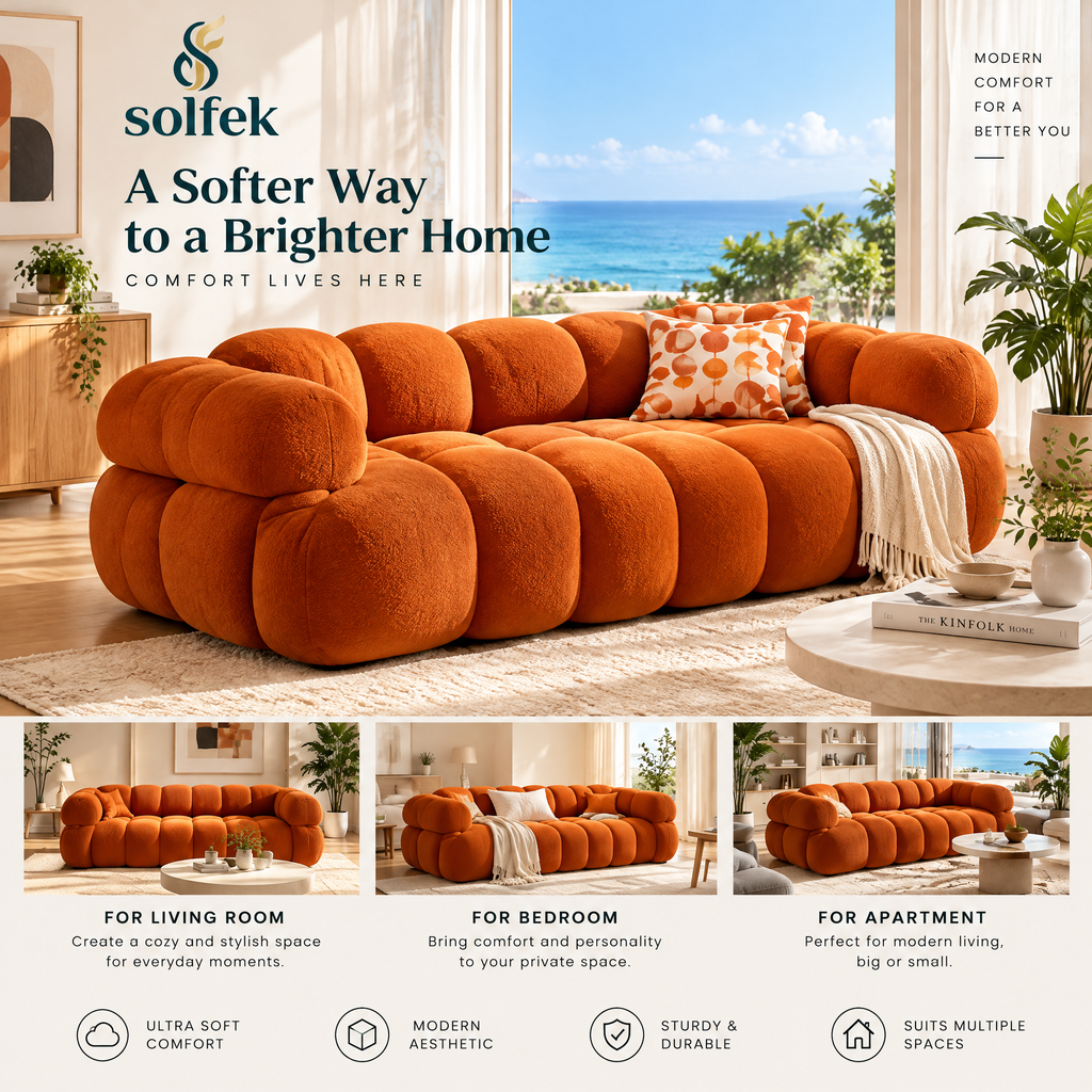 SOLFEK Burnt Orange Bubble Sofa — view 2