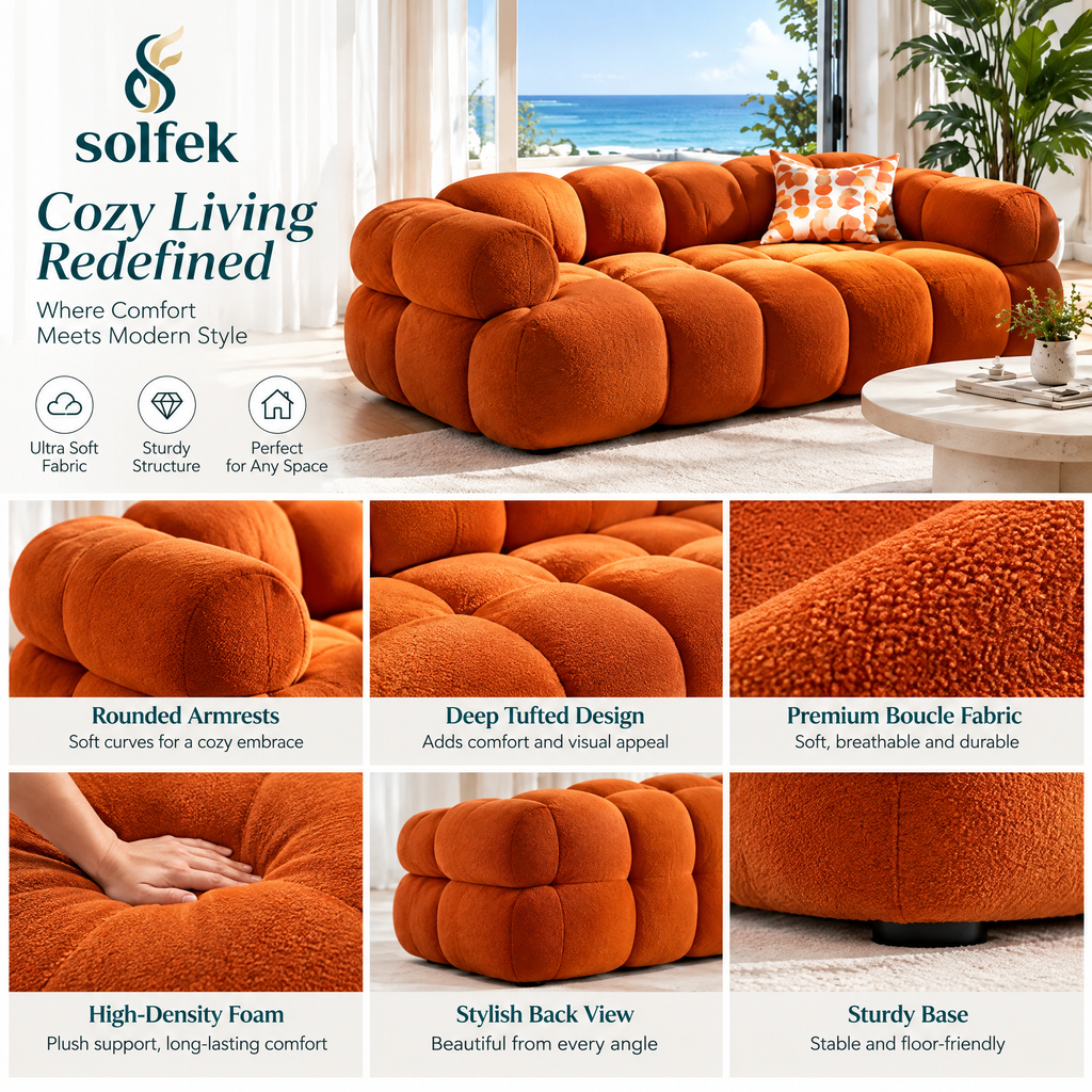 SOLFEK Burnt Orange Bubble Sofa — view 4