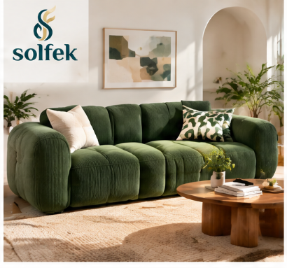SOLFEK Forest Green Channel Sofa