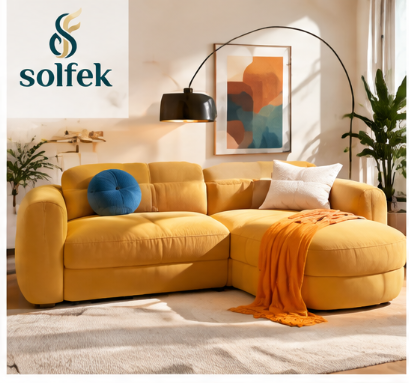 SOLFEK Mustard Yellow Chaise Sofa — view 1