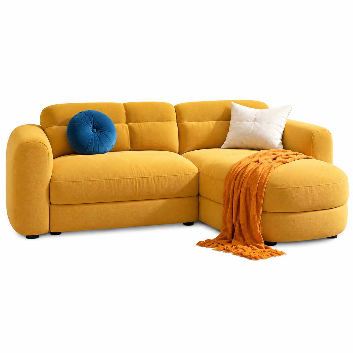 SOLFEK Mustard Yellow Chaise Sofa — view 5