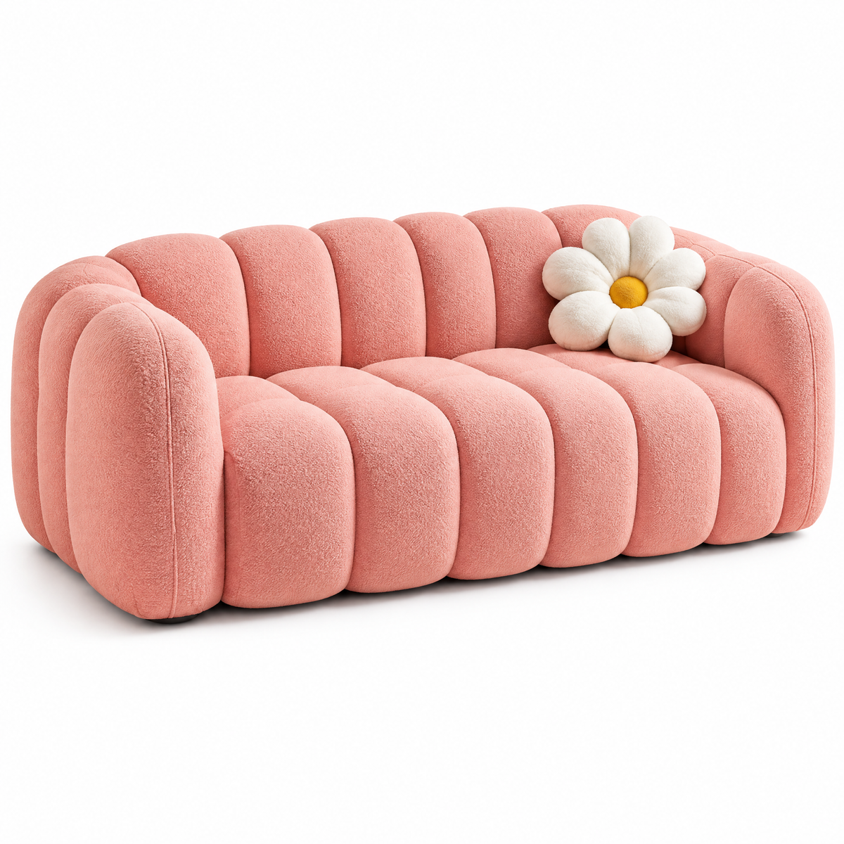 SOLFEK Blush Pink Scalloped Sofa — view 5