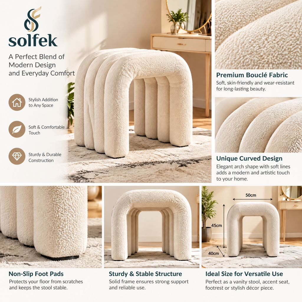 SOLFEK Ivory Arch Accent Stool — view 4