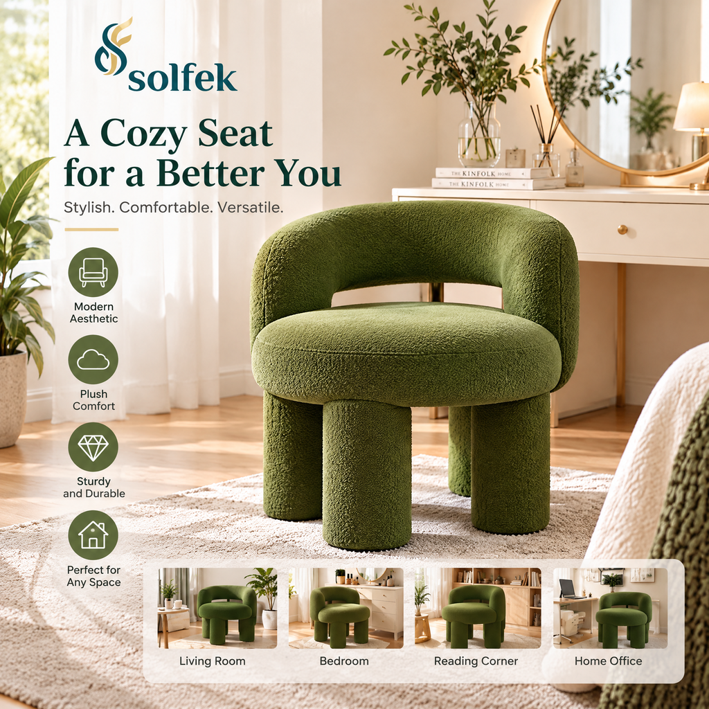 SOLFEK Olive Green Barrel Accent Chair — view 2