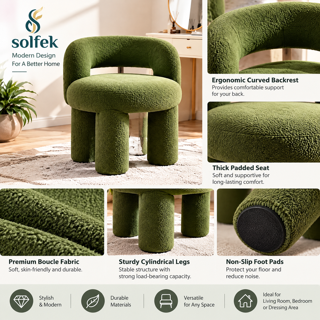 SOLFEK Olive Green Barrel Accent Chair — view 4